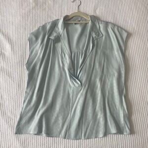 Vince light blue short sleeve blouse size L